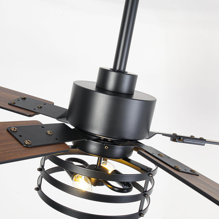 Vaczon 52 Inch DC Motor Industrial Downrod Ceiling Fan with Light and Remote Control - Sweatfully