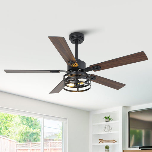 Vaczon 52 Inch DC Motor Industrial Downrod Ceiling Fan with Light and Remote Control - Sweatfully