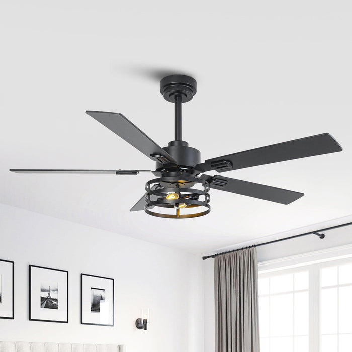 Vaczon 52 Inch DC Motor Industrial Downrod Ceiling Fan with Light and Remote Control - Sweatfully
