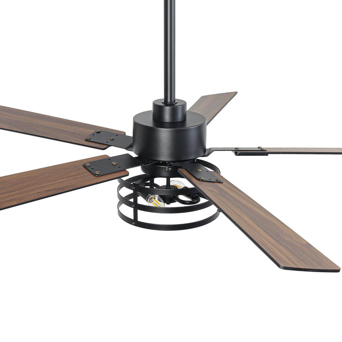 Vaczon 52 Inch DC Motor Industrial Downrod Ceiling Fan with Light and Remote Control - Sweatfully