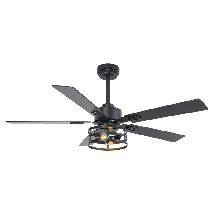 Vaczon 52 Inch DC Motor Industrial Downrod Ceiling Fan with Light and Remote Control - Sweatfully