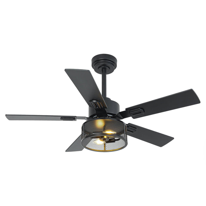 Vaczon 42 Inch DC Motor Industrial Downrod Ceiling Fan with Light and Remote Control - Sweatfully