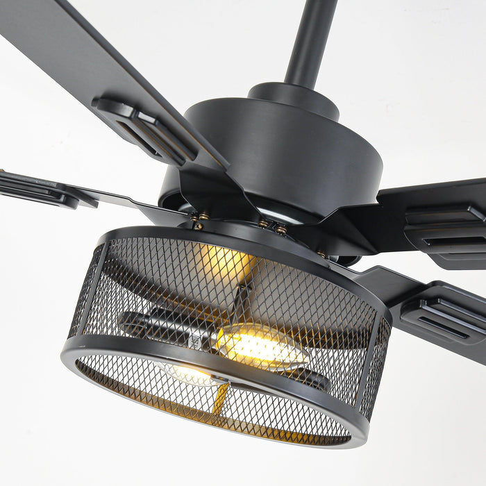 Vaczon 42 Inch DC Motor Industrial Downrod Ceiling Fan with Light and Remote Control - Sweatfully