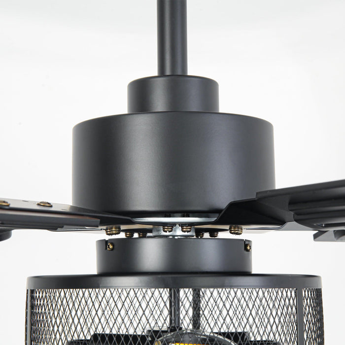 Vaczon 42 Inch DC Motor Industrial Downrod Ceiling Fan with Light and Remote Control - Sweatfully