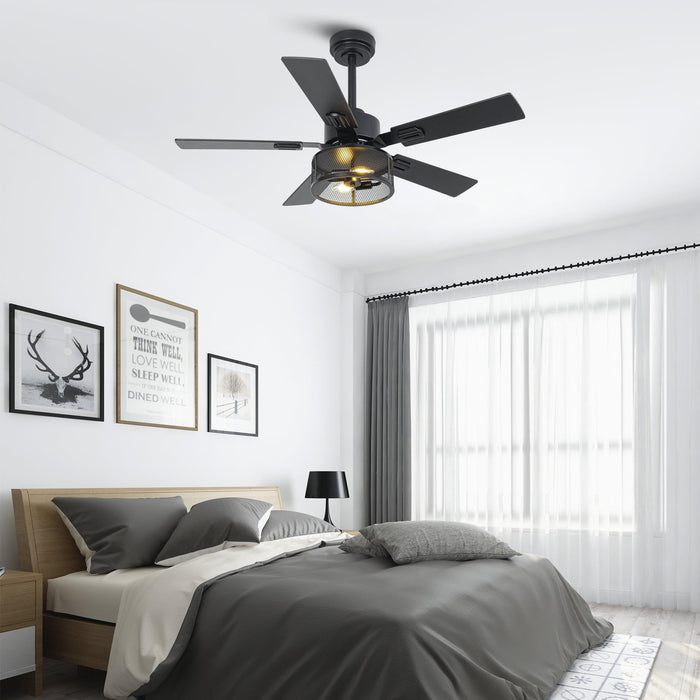 Vaczon 42 Inch DC Motor Industrial Downrod Ceiling Fan with Light and Remote Control - Sweatfully