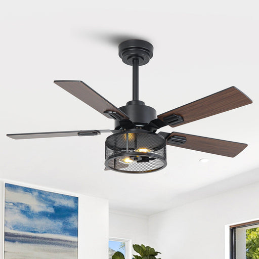 Vaczon 42 Inch DC Motor Industrial Downrod Ceiling Fan with Light and Remote Control - Sweatfully
