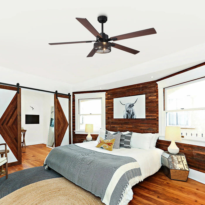 60 Inch Eden Black Ceiling Fan with Light and APP & Remote Control - Sweatfully