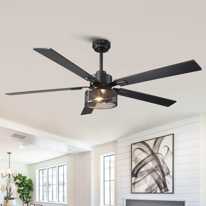 60 Inch Eden Black Ceiling Fan with Light and APP & Remote Control - Sweatfully