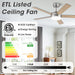 Vaczon 48" 5 Blades Industrial DC Motor Ceiling Fan with LED Lighting and Remote Control - Sweatfully