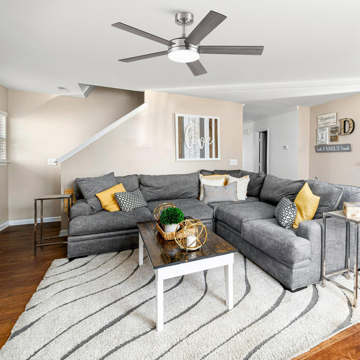 Vaczon 48" 5 Blades Industrial DC Motor Ceiling Fan with LED Lighting and Remote Control - Sweatfully