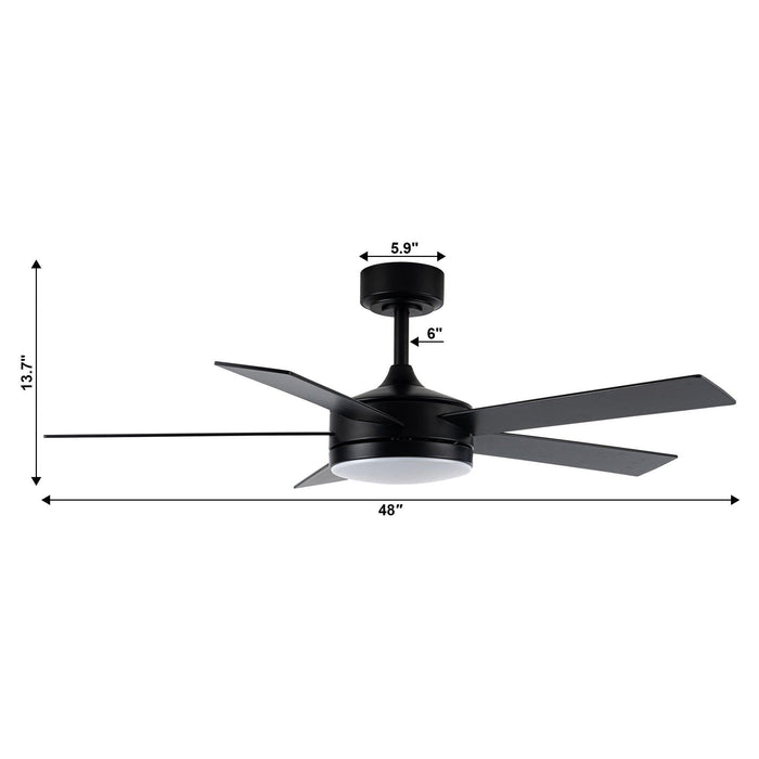 Vaczon 48" 5 Blades Industrial DC Motor Ceiling Fan with LED Lighting and Remote Control - Sweatfully