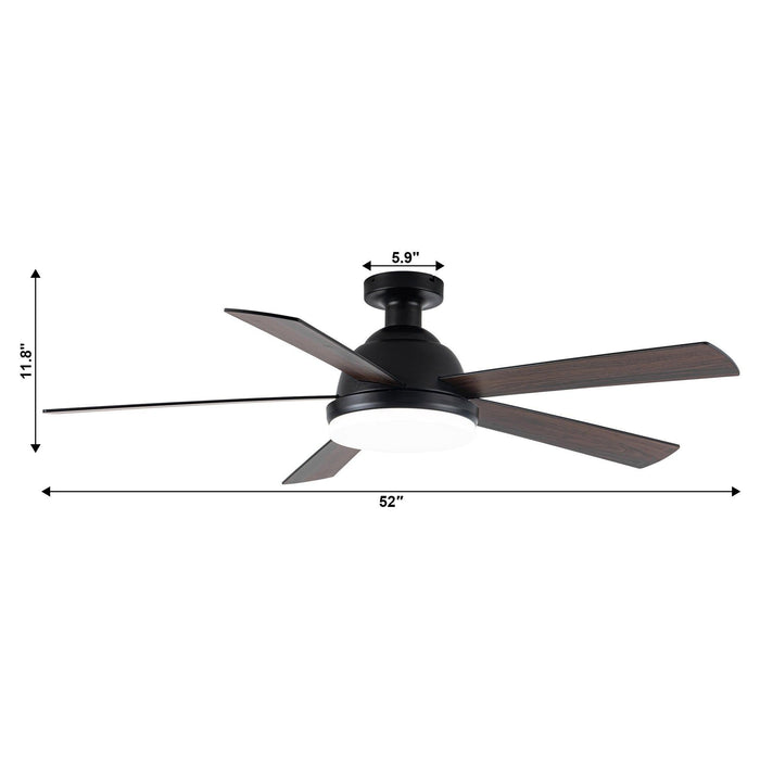 52" Vaczon Ceiling Fan with LED Light and Remote Control - Sweatfully