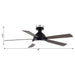 52" Vaczon Ceiling Fan with LED Light and Remote Control - Sweatfully