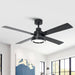 Vaczon 52 Inch 4 Blades DC Motor Modern Downrod Ceiling Fan with LED Light and Remote Control - Sweatfully