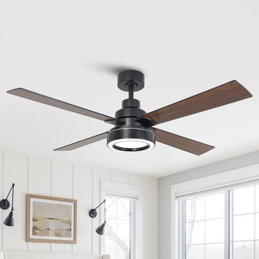 Vaczon 52 Inch 4 Blades DC Motor Modern Downrod Ceiling Fan with LED Light and Remote Control - Sweatfully