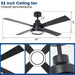 Vaczon 52 Inch 4 Blades DC Motor Modern Downrod Ceiling Fan with LED Light and Remote Control - Sweatfully