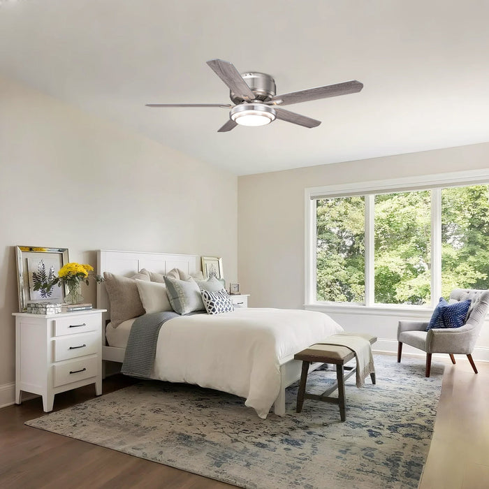Vaczon 52 Inch Double-sided Blades Flush Mount LED Ceiling Fan with APP and Remote Control - Sweatfully
