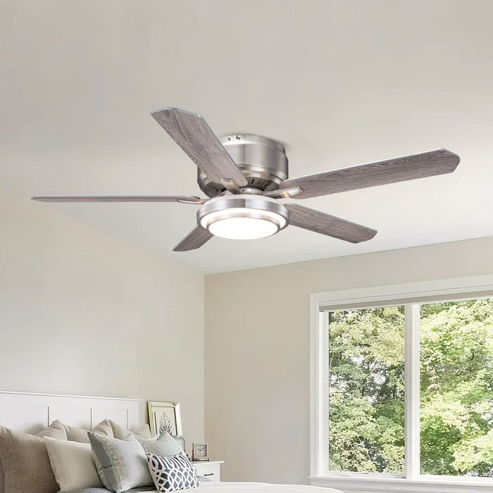 Vaczon 52 Inch Double-sided Blades Flush Mount LED Ceiling Fan with APP and Remote Control - Sweatfully