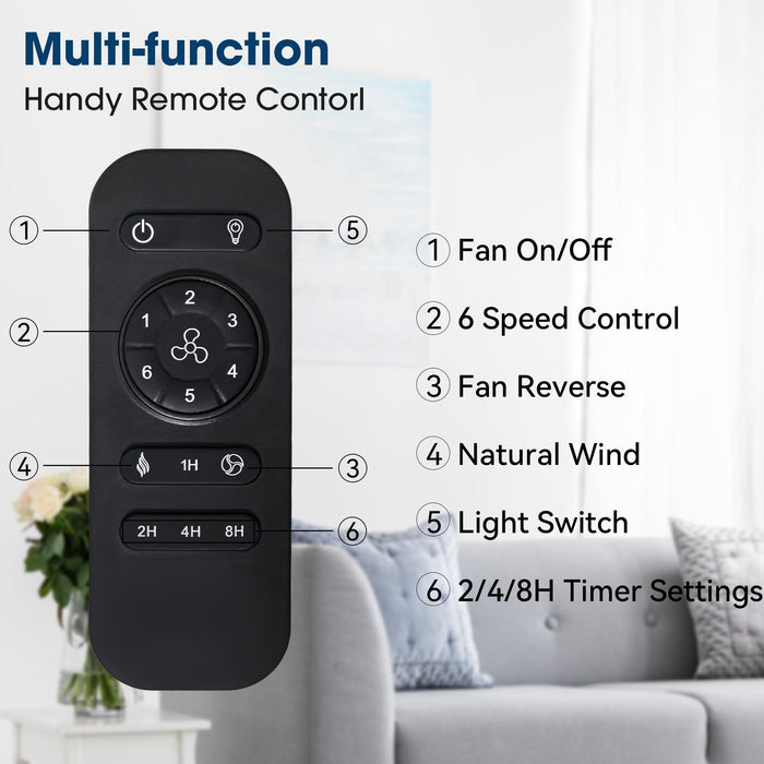 Vaczon 52" Down Mount Ceiling Fan with LED Light and Remote Control - Sweatfully