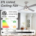 Vaczon 52" Down Mount Ceiling Fan with LED Light and Remote Control - Sweatfully