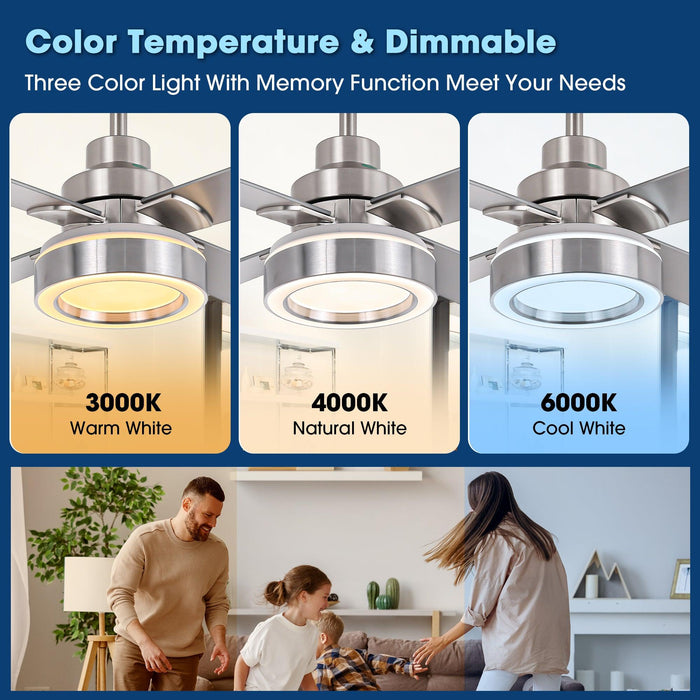 Vaczon 52" Down Mount Ceiling Fan with LED Light and Remote Control - Sweatfully