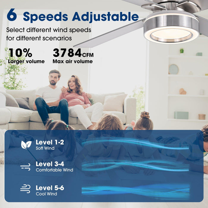 Vaczon 52" Down Mount Ceiling Fan with LED Light and Remote Control - Sweatfully
