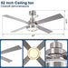 Vaczon 52" Down Mount Ceiling Fan with LED Light and Remote Control - Sweatfully