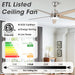 52" Vaczon 5 Blades Ceiling Fan with LED Light and Remote Control - Sweatfully