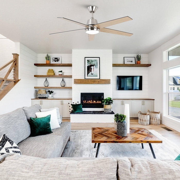 52" Vaczon 5 Blades Ceiling Fan with LED Light and Remote Control - Sweatfully
