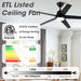 52" Vaczon 5 Blades Ceiling Fan with LED Light and Remote Control - Sweatfully