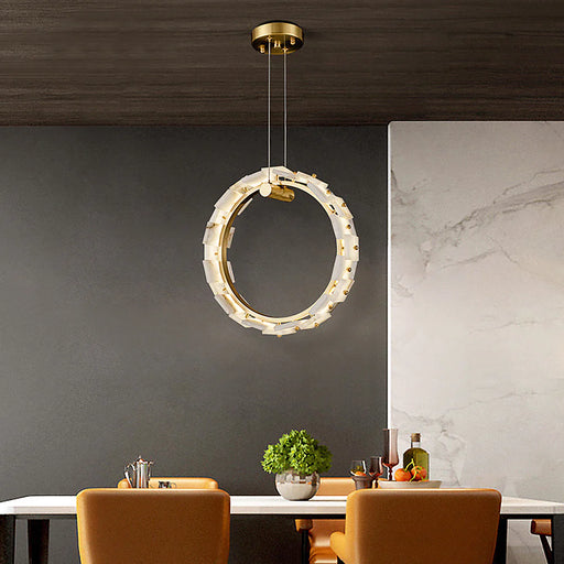 Vertical Ring Alabaster Pendant Lamp - Sweatfully