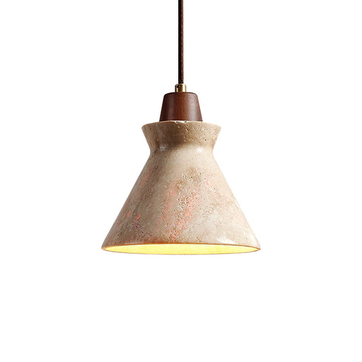 Vintage Conical Travertine Pendant Lamp - Sweatfully