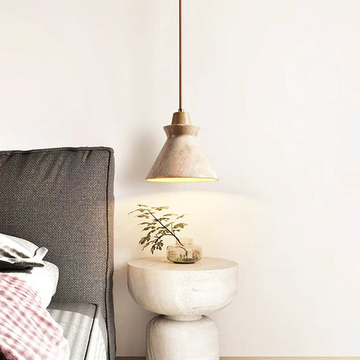 Vintage Conical Travertine Pendant Lamp - Sweatfully