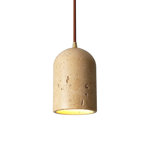 Vintage Cylindrical Travertine Pendant Lamp - Sweatfully