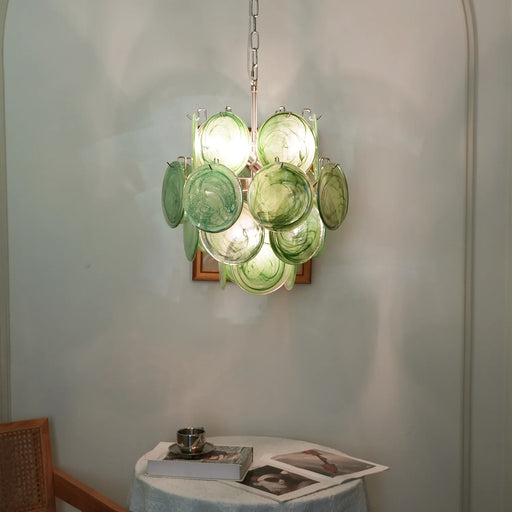 Vintage Murano Green Glass Chandelier - Sweatfully