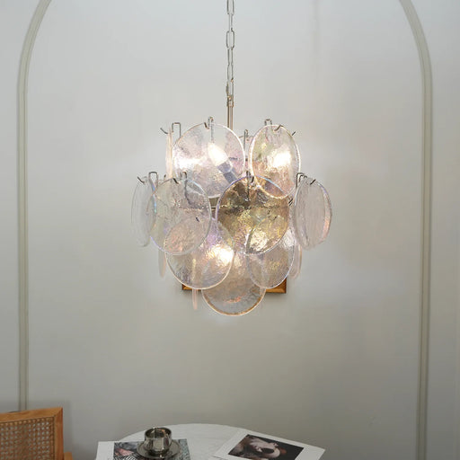 Vintage Murano Iridescent Glass Chandelier - Sweatfully