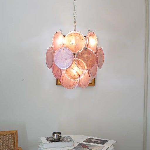 Vintage Murano Pink Glass Chandelier - Sweatfully