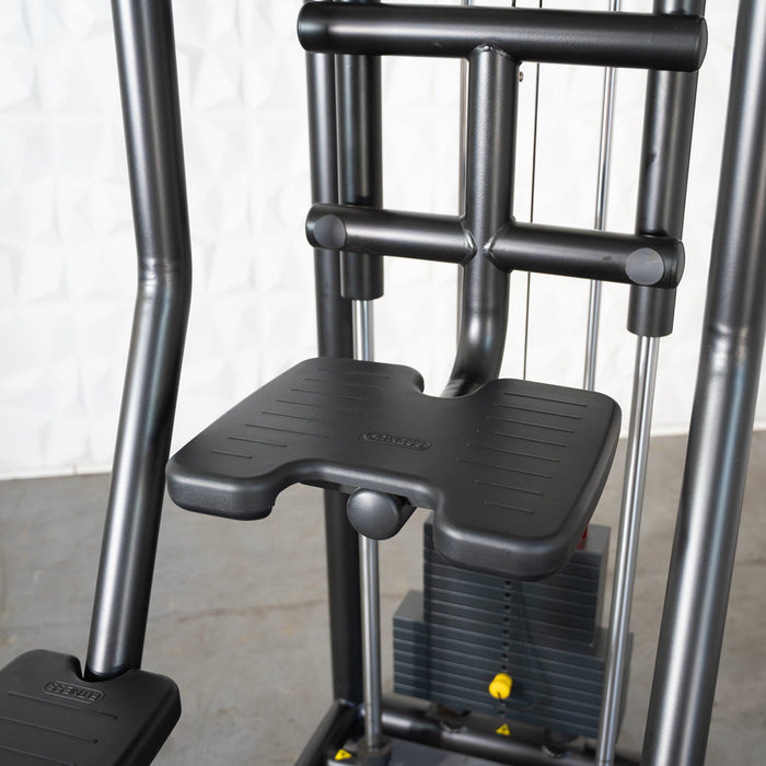 Vogue Assisted Chin/Dip - Muscle D Fitness - Adjustable - Pin Selectorized - Back Tricep Combo - Sweatfully