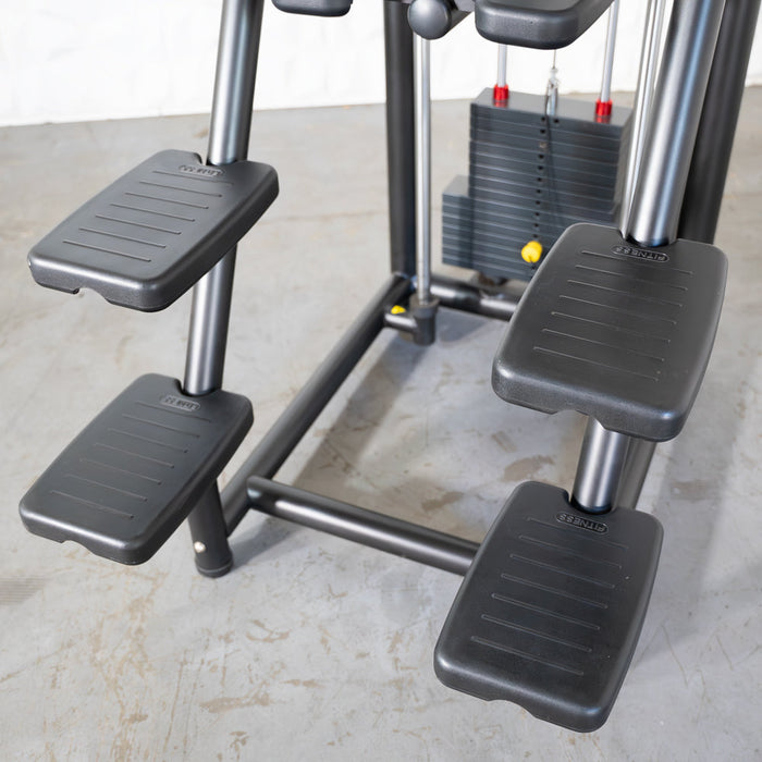 Vogue Assisted Chin/Dip - Muscle D Fitness - Adjustable - Pin Selectorized - Back Tricep Combo - Sweatfully