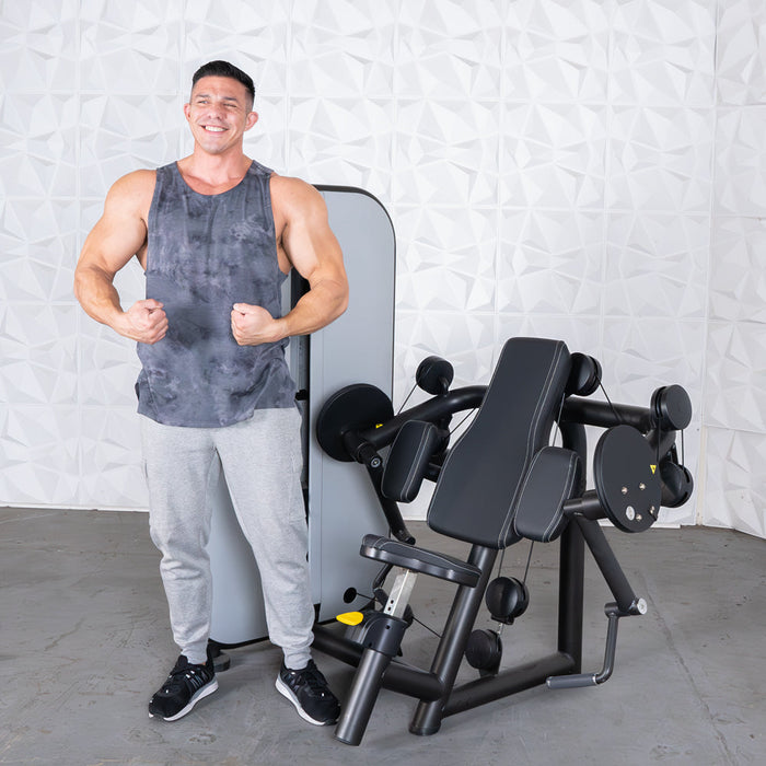 Vogue Biceps Curl - Muscle D Fitness - Adjustable - Pin Selectorized - Arm Curl Machine - Sweatfully