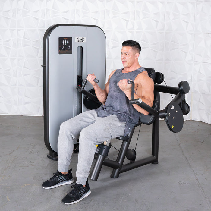 Vogue Biceps Curl - Muscle D Fitness - Adjustable - Pin Selectorized - Arm Curl Machine - Sweatfully