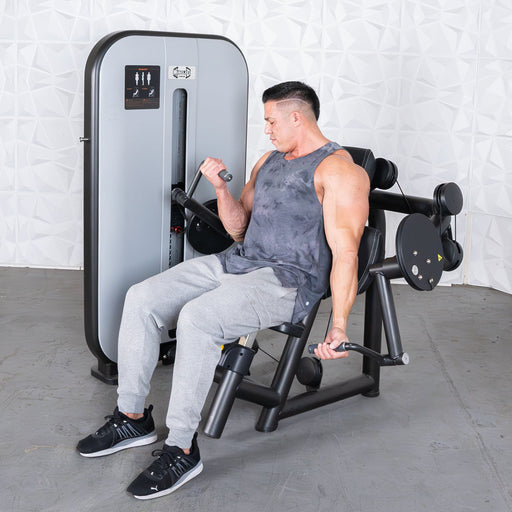 Vogue Biceps Curl - Muscle D Fitness - Adjustable - Pin Selectorized - Arm Curl Machine - Sweatfully