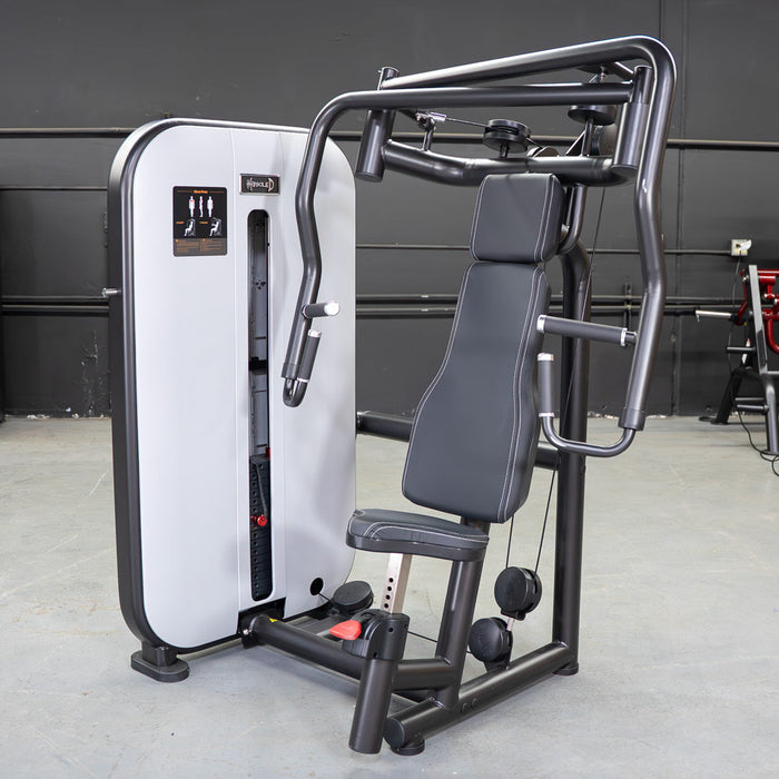 Vogue Chest Press - Muscle D Fitness - Adjustable Seat - Pin Selectorized - Pec Workout - Sweatfully