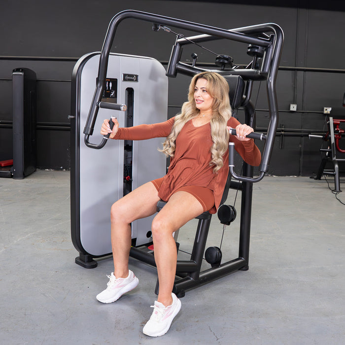 Vogue Chest Press - Muscle D Fitness - Adjustable Seat - Pin Selectorized - Pec Workout - Sweatfully