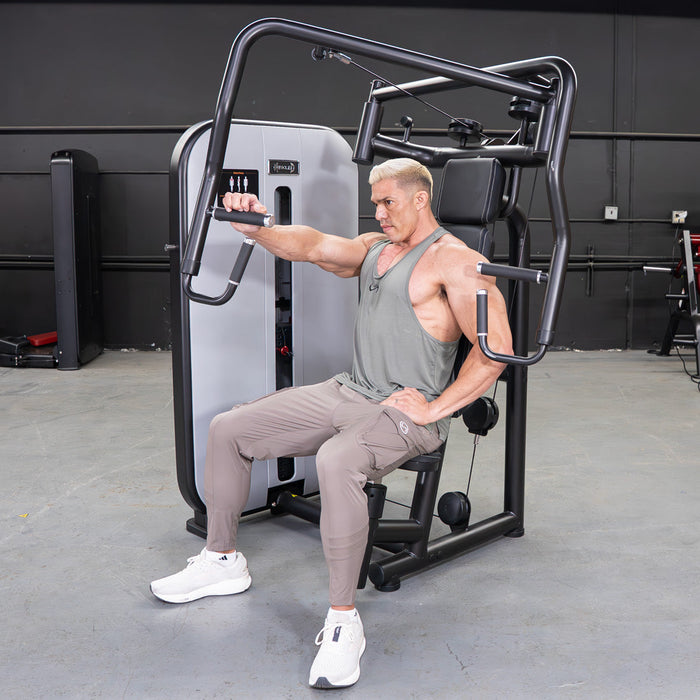 Vogue Chest Press - Muscle D Fitness - Adjustable Seat - Pin Selectorized - Pec Workout - Sweatfully