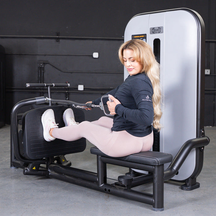 Vogue Diverging Low Row- Seated - Pin Selectorized - Lats Delts Rhomboids Traps Workout - Sweatfully