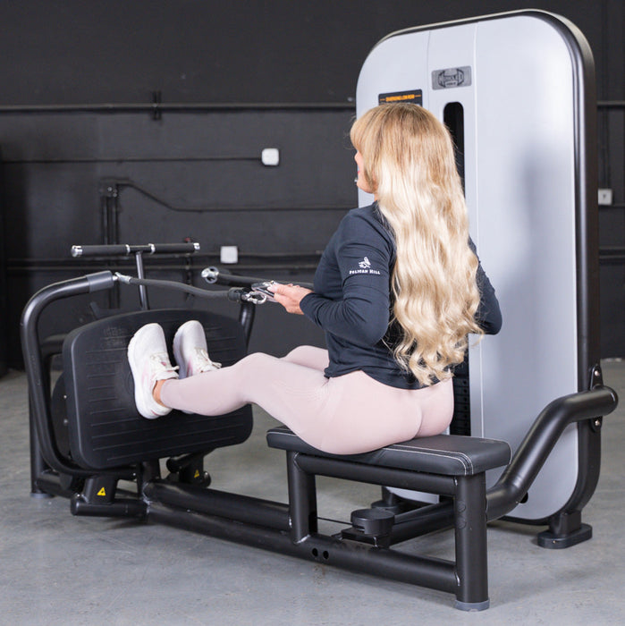 Vogue Diverging Low Row- Seated - Pin Selectorized - Lats Delts Rhomboids Traps Workout - Sweatfully