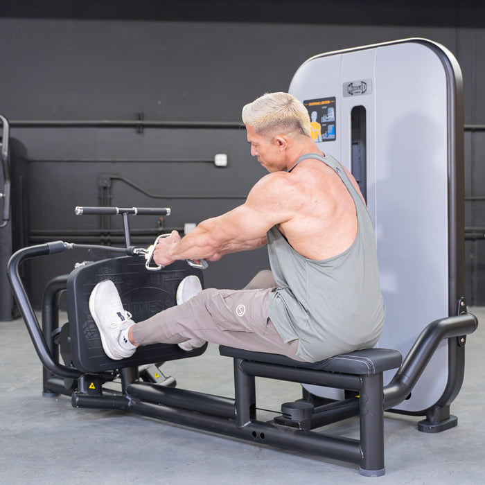Vogue Diverging Low Row- Seated - Pin Selectorized - Lats Delts Rhomboids Traps Workout - Sweatfully