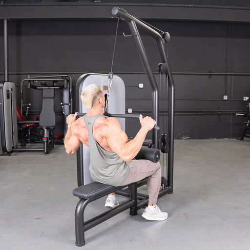 Vogue Lat/Low Row - Muscle D Fitness - Adjustable Seat - Pin Selectorized - Combo Back Machine - Sweatfully
