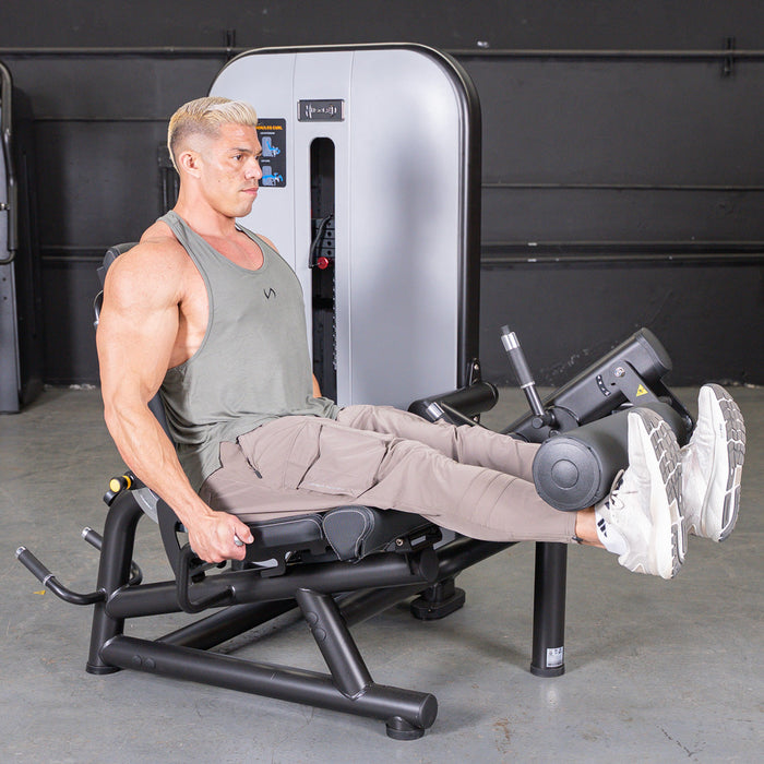 Vogue Leg Extension/Prone Leg Curl Combo - Muscle D Fitness - Seated - Adjustable - Pin Selectorized - Quads Hamstring Machine - Sweatfully